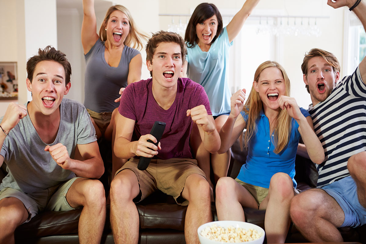 friends enjoying a sober Super Bowl party