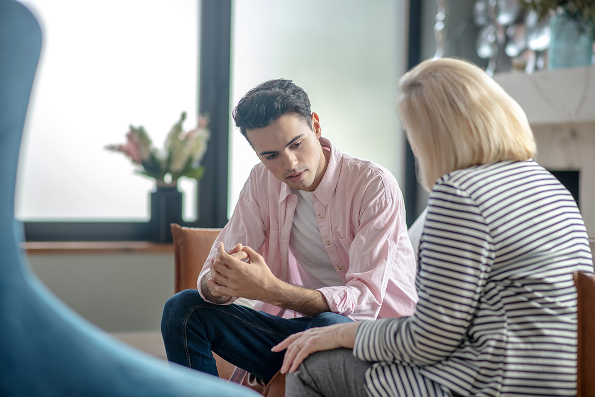 individual being confronted about avoiding worry through substance abuse